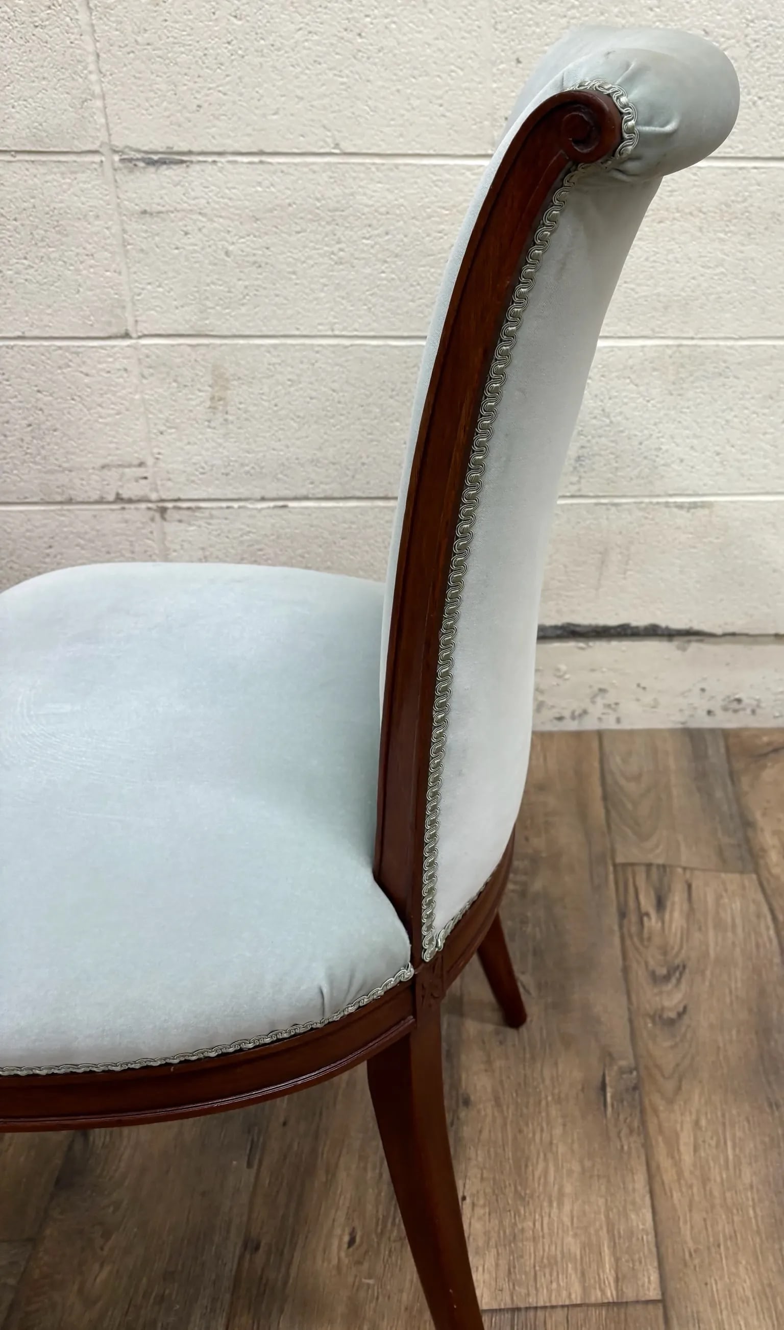 Antique French Louis XVI Style Blue Velvet Upholstered Dining Chairs - 10