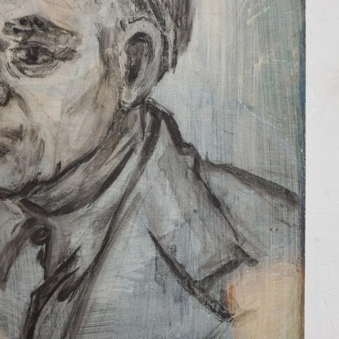 Danish Oil Portrait Midcentury Art Distinguished Gentleman 1970s - 4