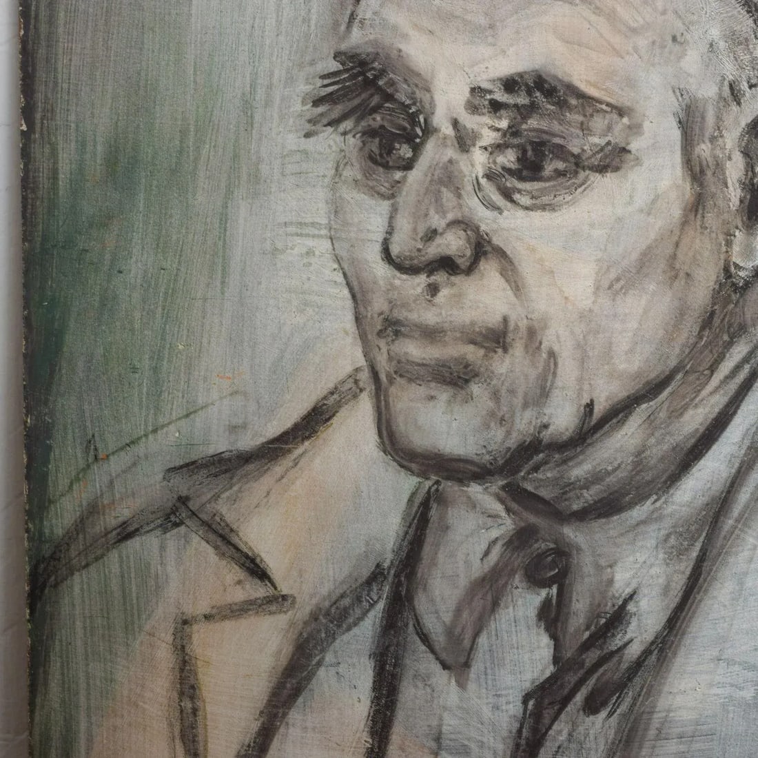 Danish Oil Portrait Midcentury Art Distinguished Gentleman 1970s - 5