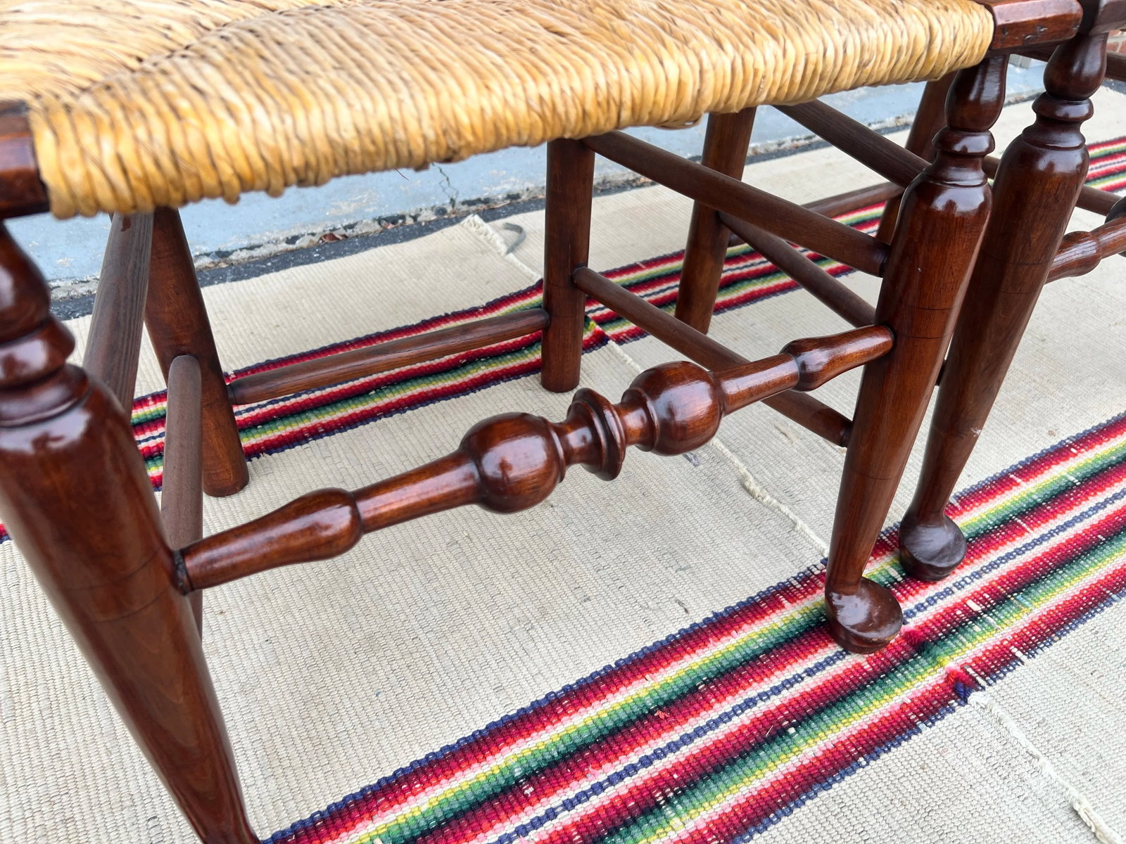 A Pair of Country Queen Anne Rush Seat Side Chairs, Hudson Valley of New York, Circa 1760's - 5