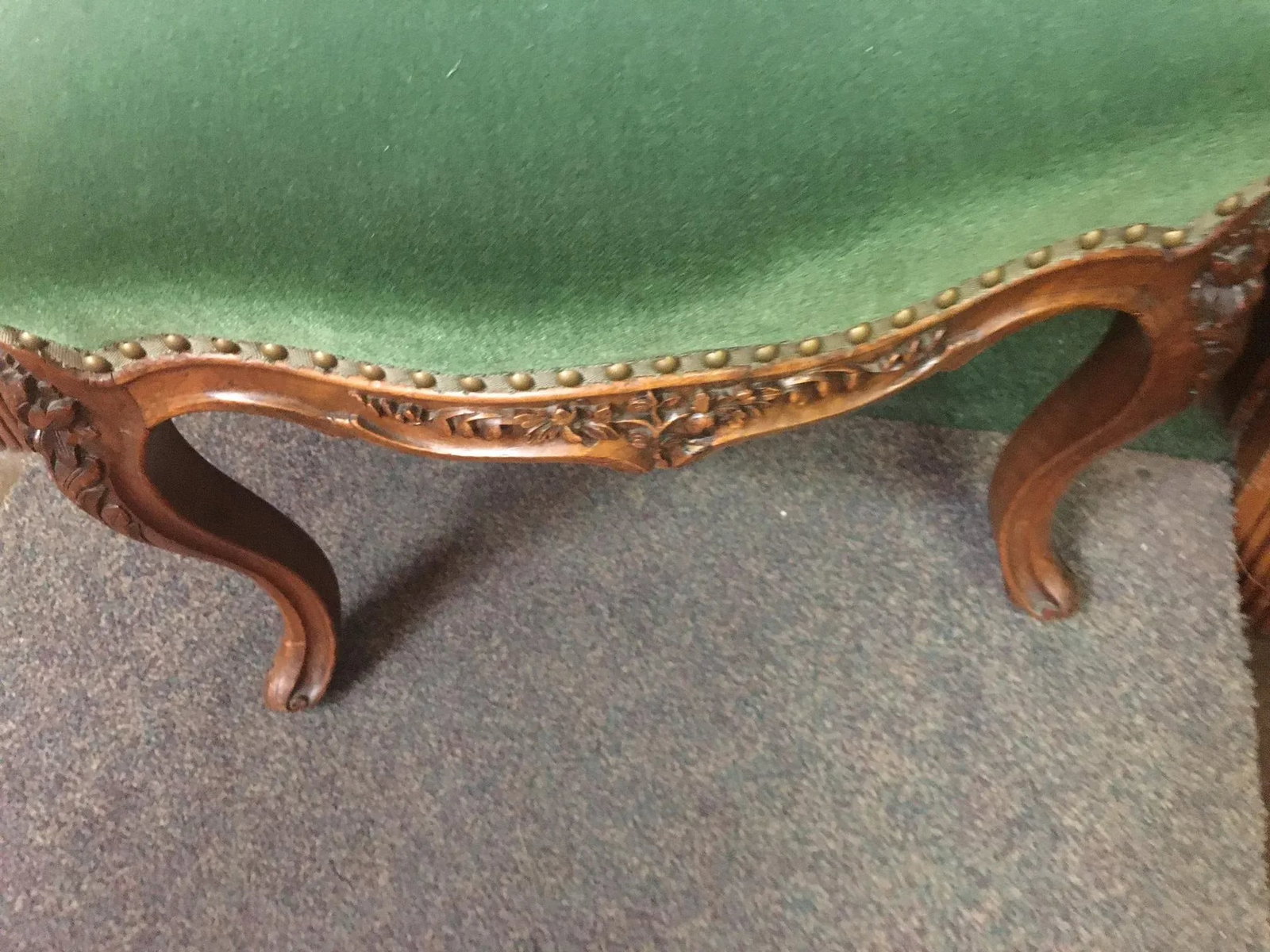 Late 19thc Pair Louis XV Style Upholstered French Fruitwood Chairs - 5
