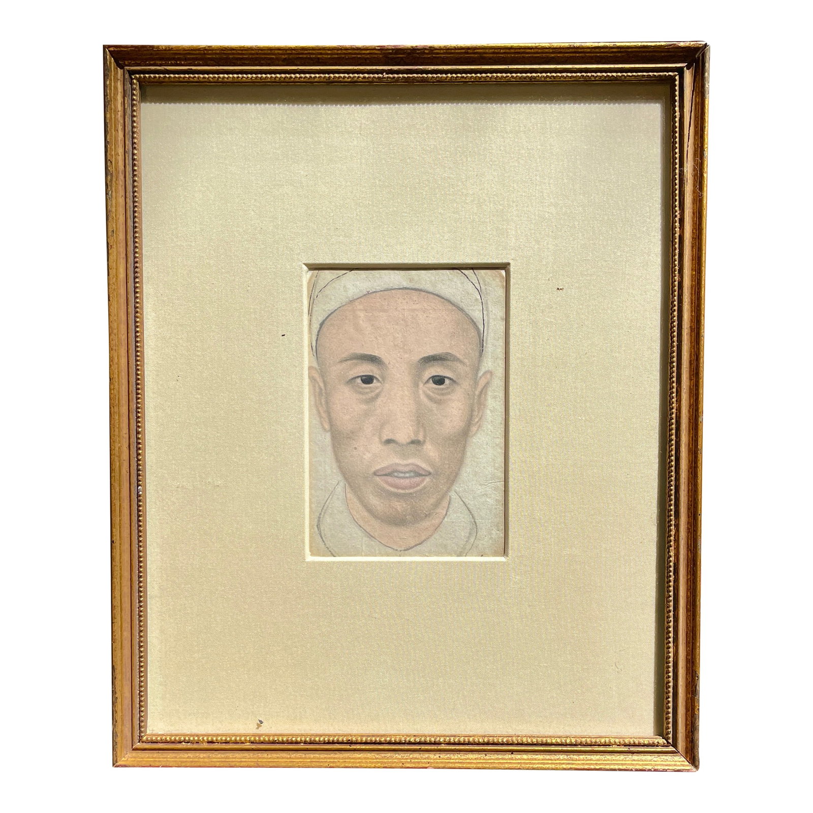 Historic Framed Watercolor Man's Portrait Shanghai C. 1900: A wonderful Shanghai man's watercolor portrait from 1900. There is a certificate of authenticity on the back which states: "This is an original work of art and not a modern reproduction made from the 