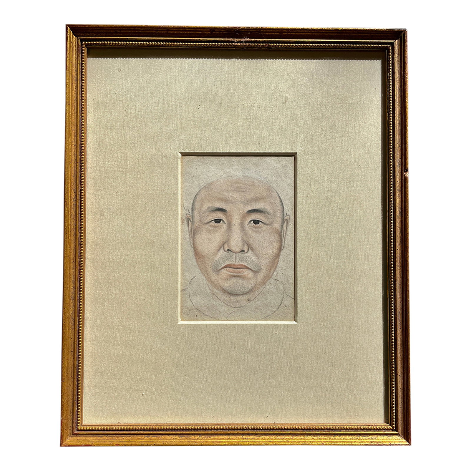Historic Watercolor Male Portrait Shanghai C. 1900: A wonderful Shanghai man's watercolor portrait from 1900. There is a certificate of authenticity on the back which states: "This is an original work of art and not a modern reproduction made from the 