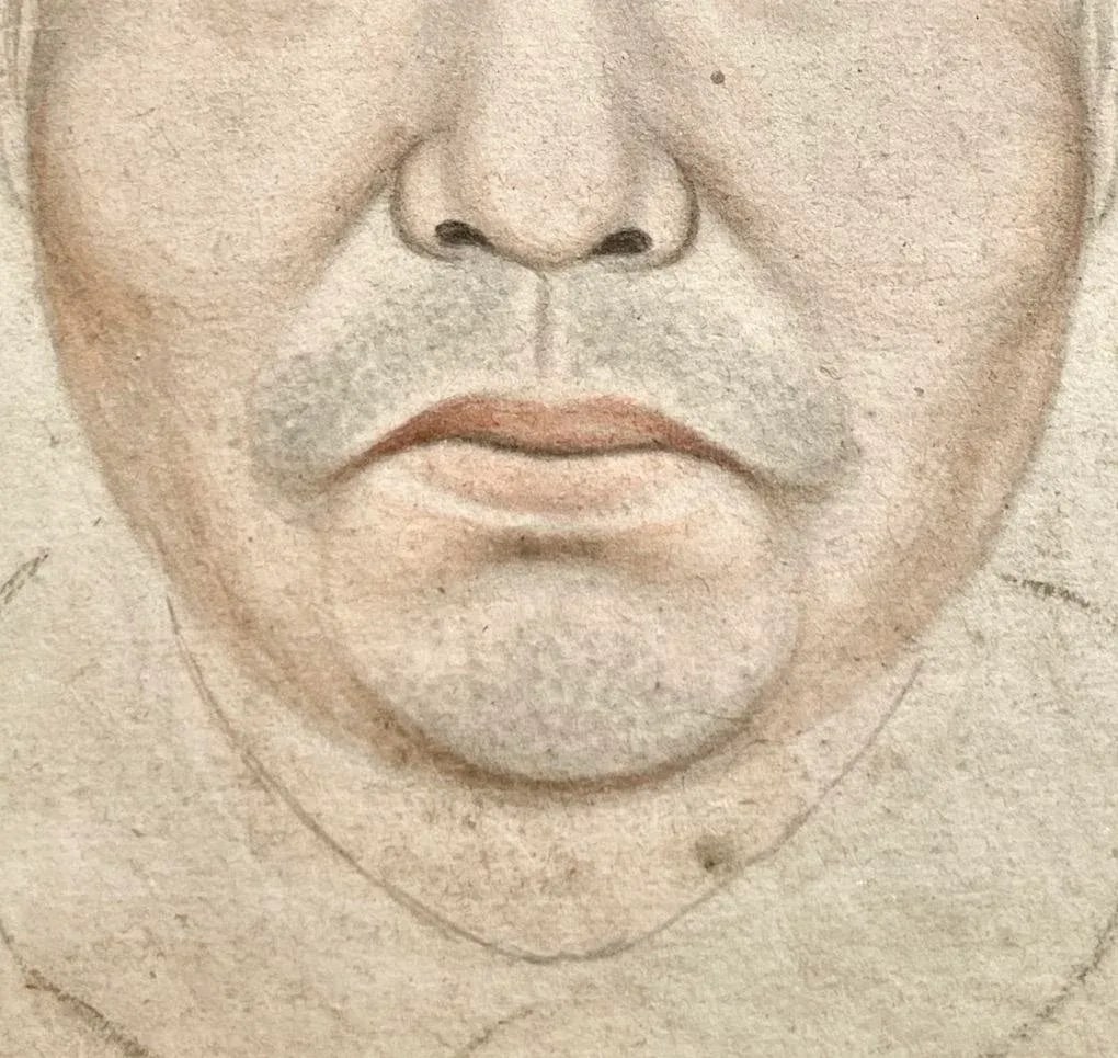 Historic Watercolor Male Portrait Shanghai C. 1900 - 2