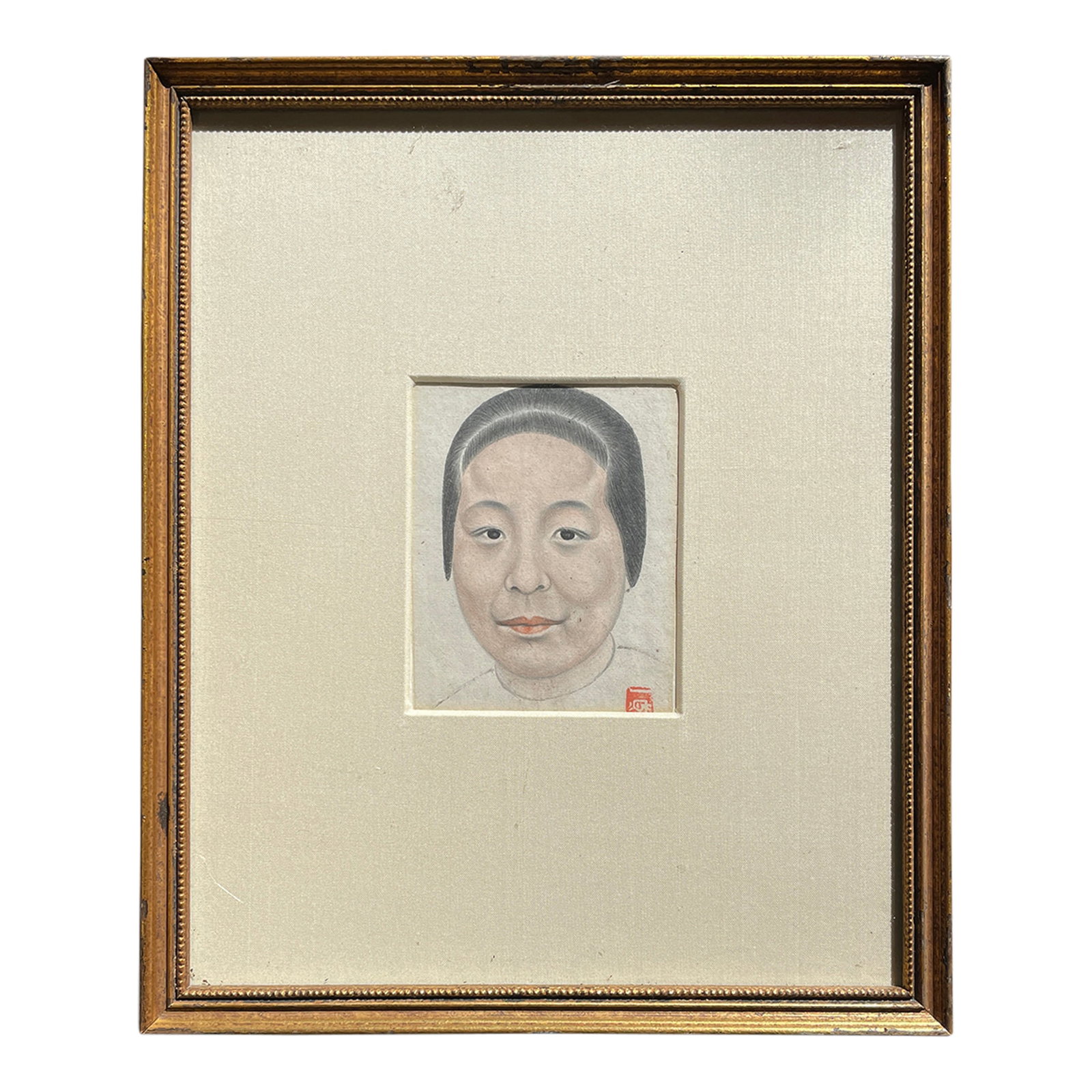 Historic Watercolor Woman Portrait Shanghai C. 1900: A wonderful Shanghai woman's watercolor portrait from 1900. There is a certificate of authenticity on the back which states: "This is an original work of art and not a modern reproduction made from