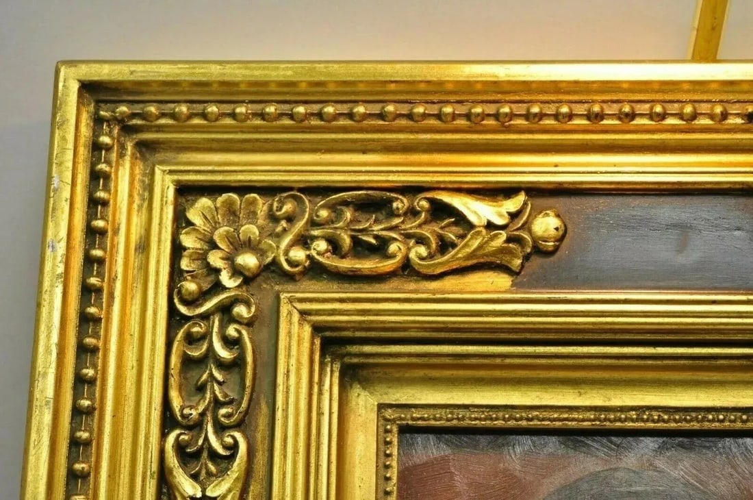 Late 20th Century Jg Clonney Oil on Board Framed Royal Dog Golden Lab Anthropomorphism Painting - 7