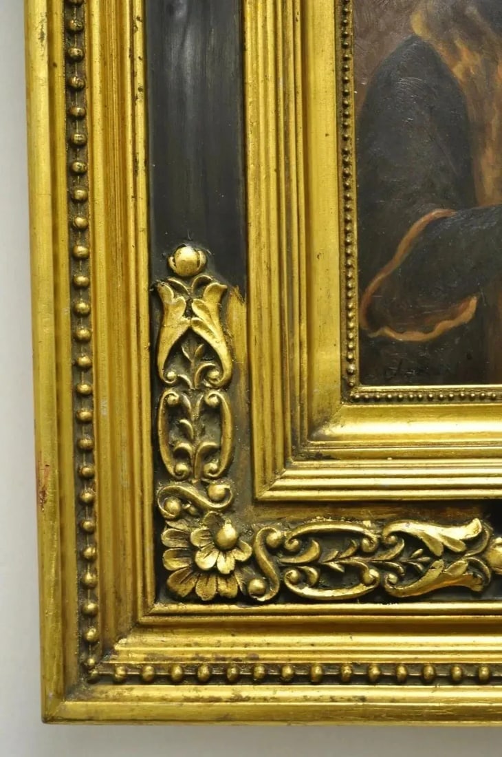 Late 20th Century Jg Clonney Oil on Board Framed Royal Dog Golden Lab Anthropomorphism Painting - 8