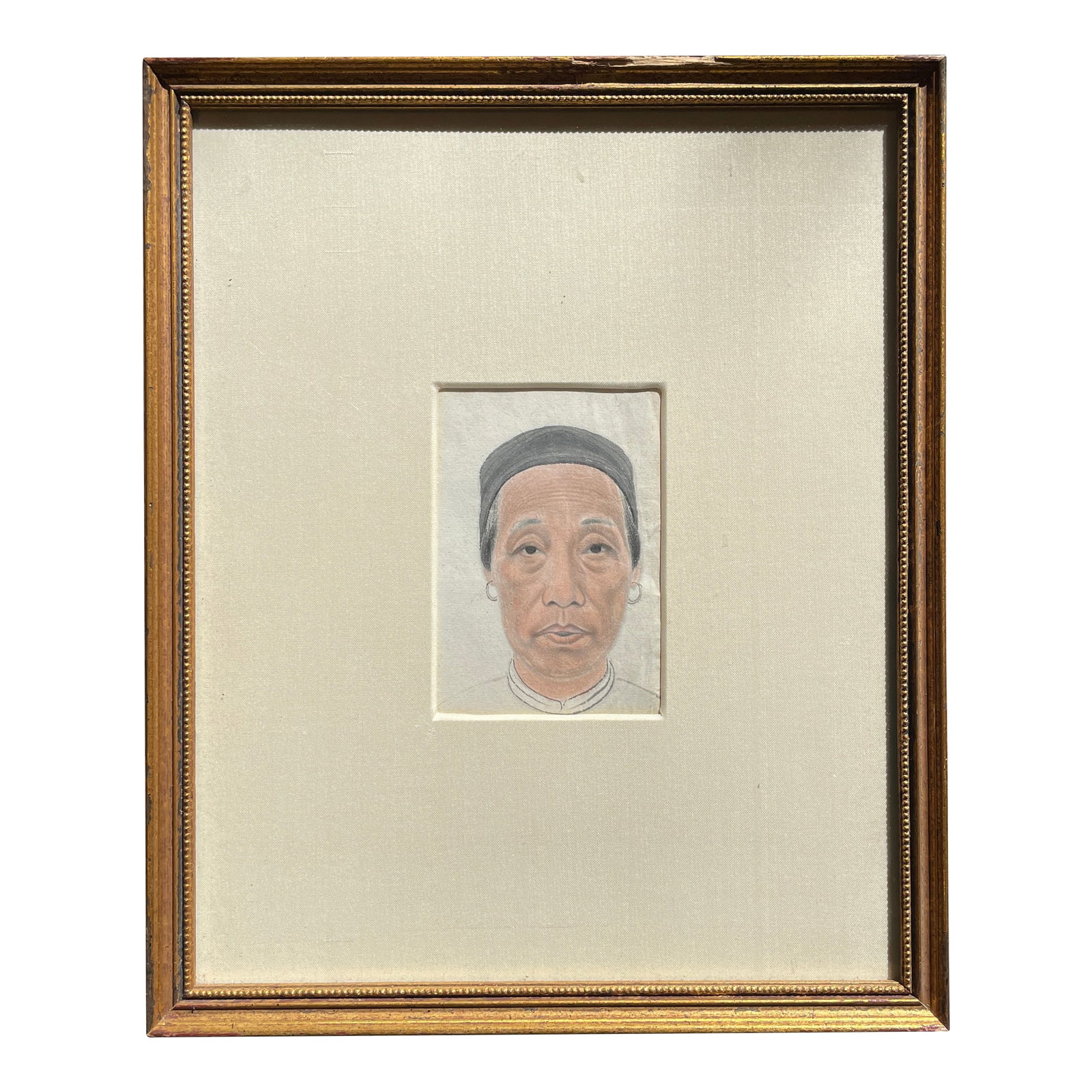 Historic Watercolor Woman Portrait Shanghai C. 1900: A wonderful Shanghai woman's watercolor portrait from 1900. There is a certificate of authenticity on the back which states: "This is an original work of art and not a modern reproduction made from