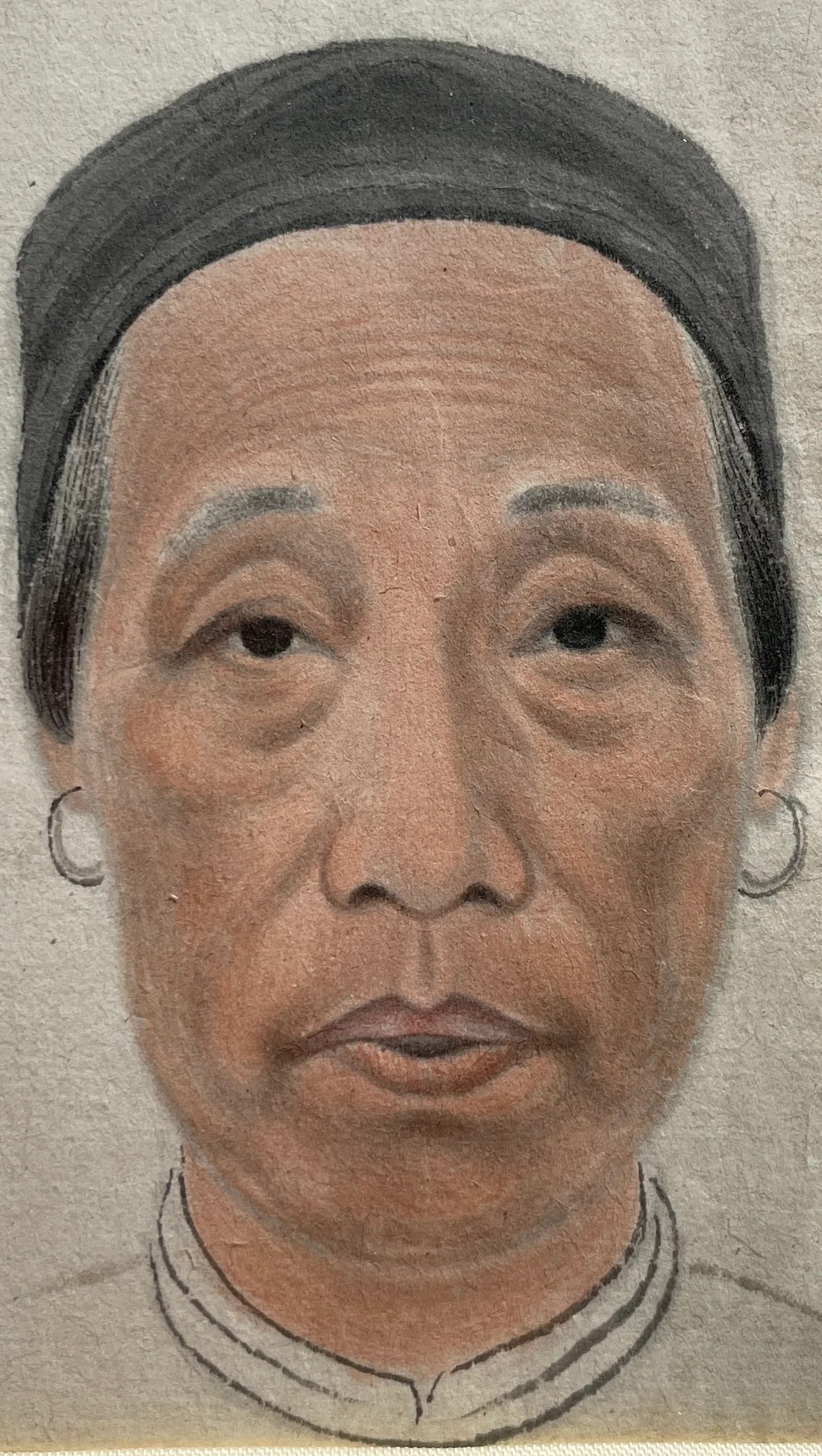 Historic Watercolor Woman Portrait Shanghai C. 1900 - 2