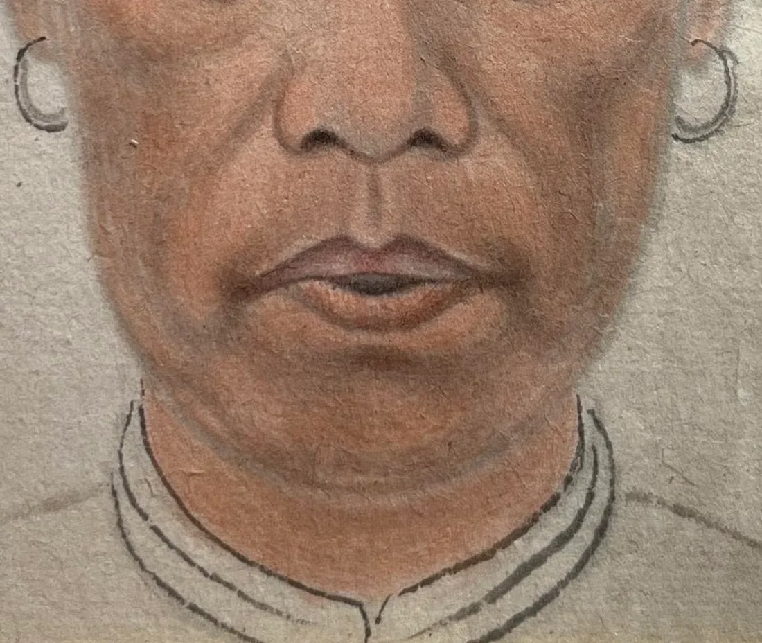 Historic Watercolor Woman Portrait Shanghai C. 1900 - 4