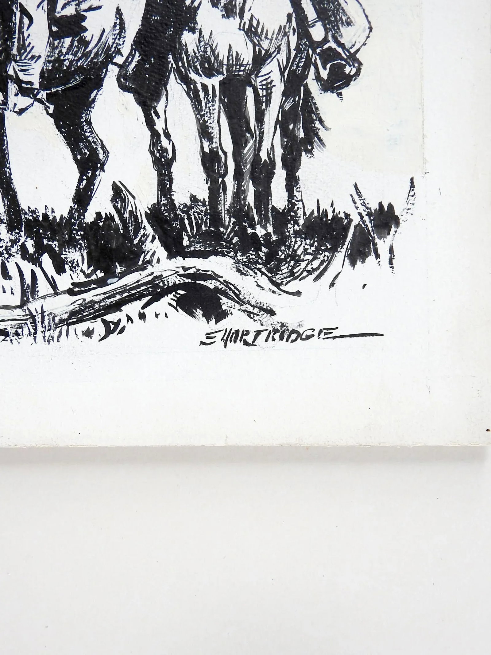 Late 20th Century Eugene Shortridge Cowboy Pen & Ink Western Drawing - 2