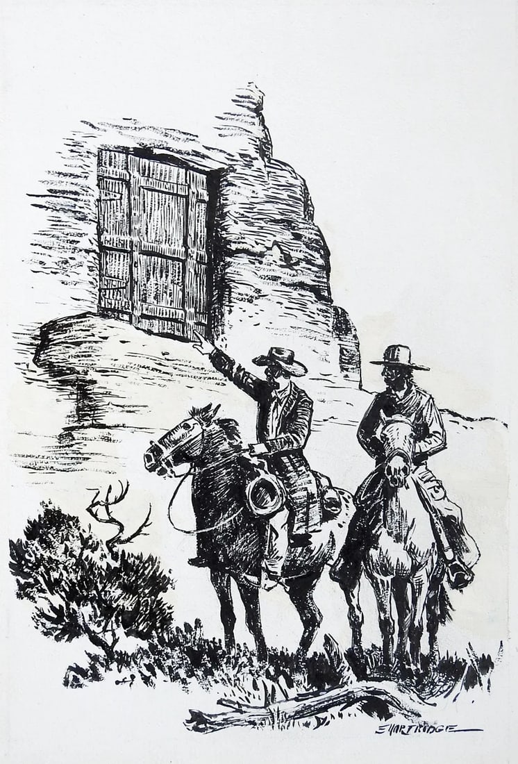 Late 20th Century Eugene Shortridge Cowboy Pen & Ink Western Drawing - 4