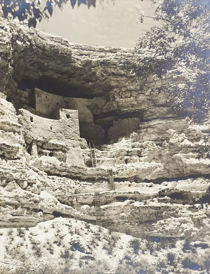 1949 Silver Albumen Photograph of Montezuma's Castle Camp Verde - 6