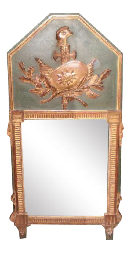 18th Century French Louis XVI Painted and Giltwood Armorial Trumeau Mirror (1 of 7)