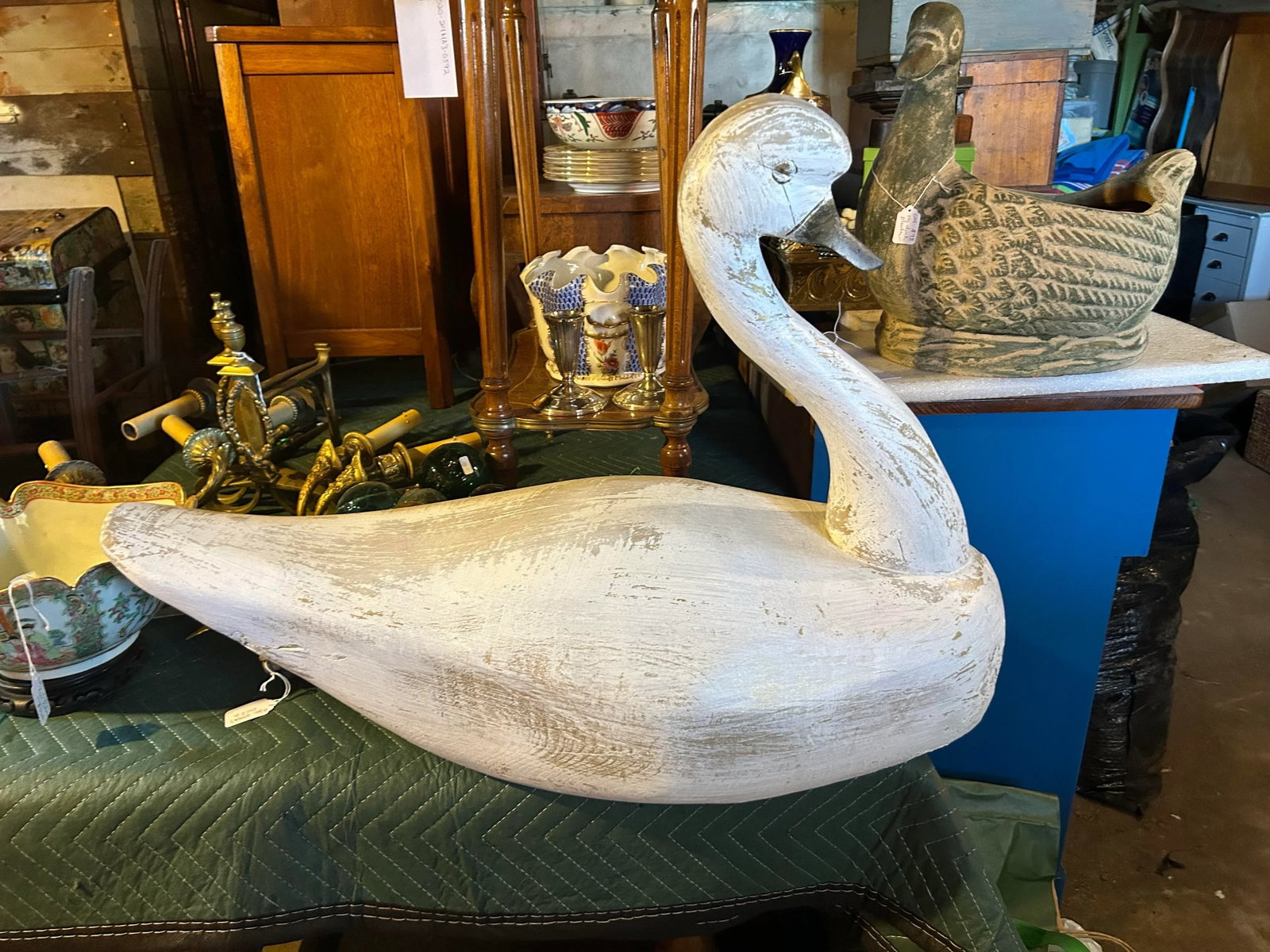 Antique Wood Carved Swan - 8