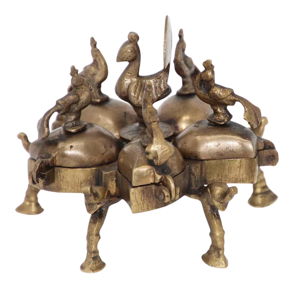 Antique Hindu Brass Box With Peacocks and Elephants (1 of 11)