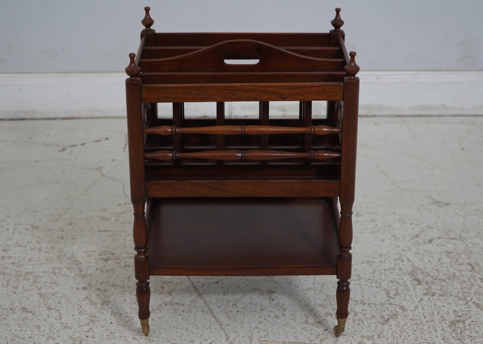 English Style Mahogany Canterbury Magazine Rack - 2