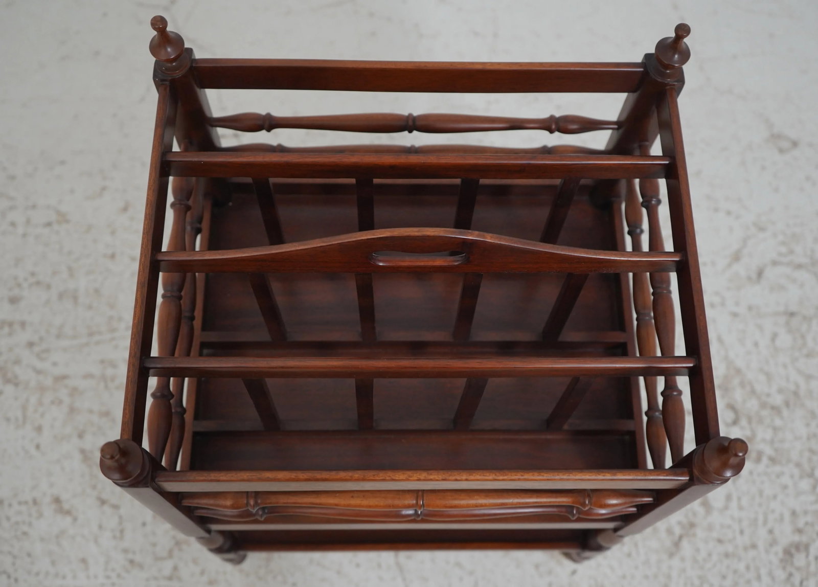 English Style Mahogany Canterbury Magazine Rack - 3
