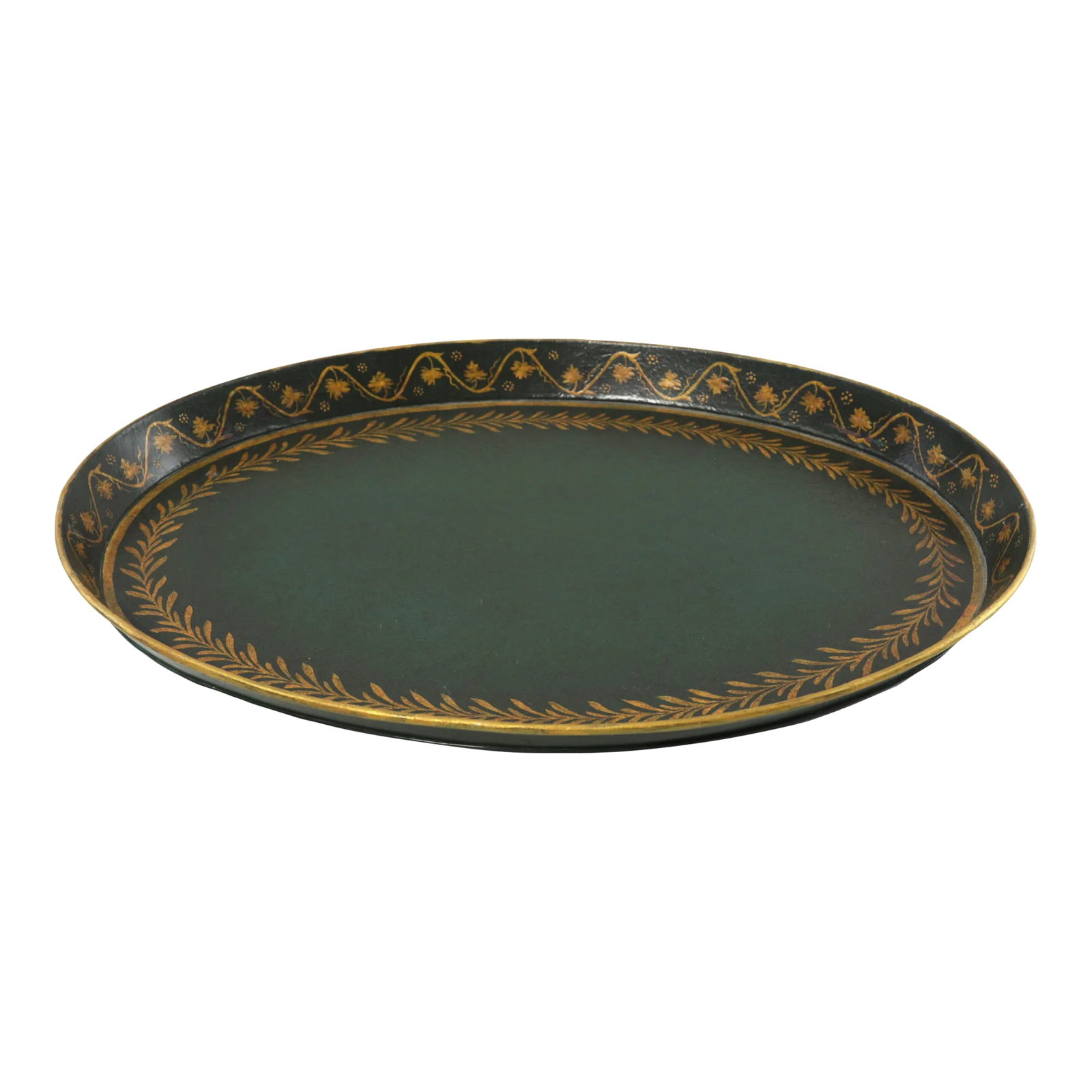 Vintage Handmade Green Handpainted Lace Metal Tray: Vintage Handmade Green Handpainted Lace Metal Tray Condition: Alterations: Original Condition Unaltered Imperfections: Some Imperfections Condition Notes: The item may have aging, fading or signs of