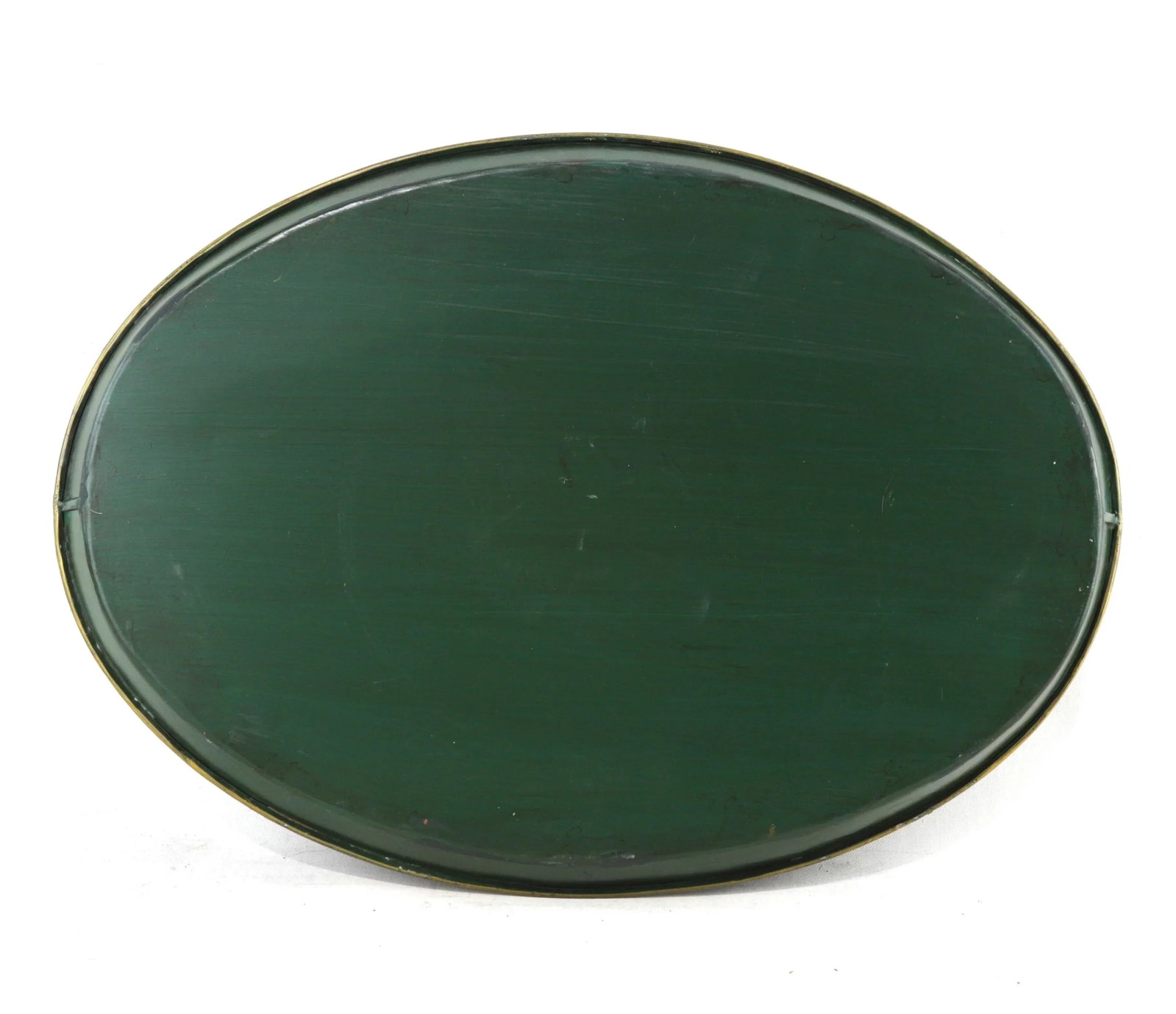 Vintage Handmade Green Handpainted Lace Metal Tray - 9