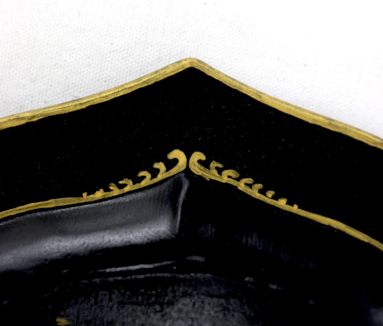 Black Hand-Painted Chinoiserie Art Deco Metal Tray - 7