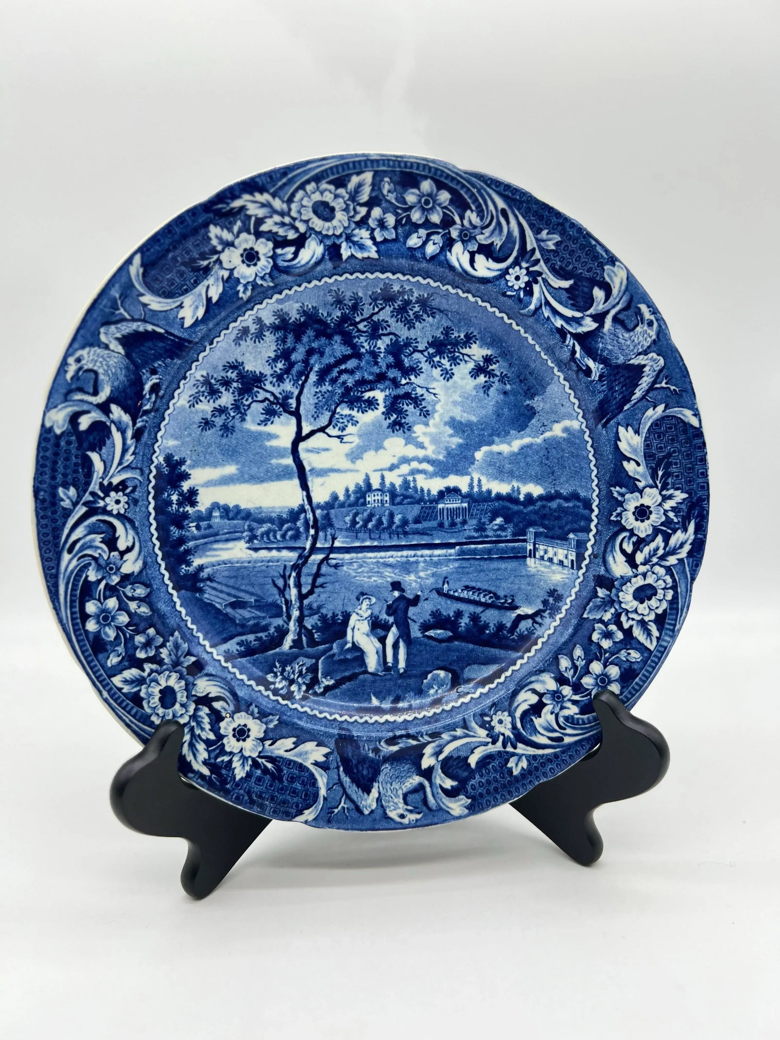 A Very Fine Antique Historical Blue Transferware Decorated Pearlware Plate, "Fair Mount, Near Philad - 2