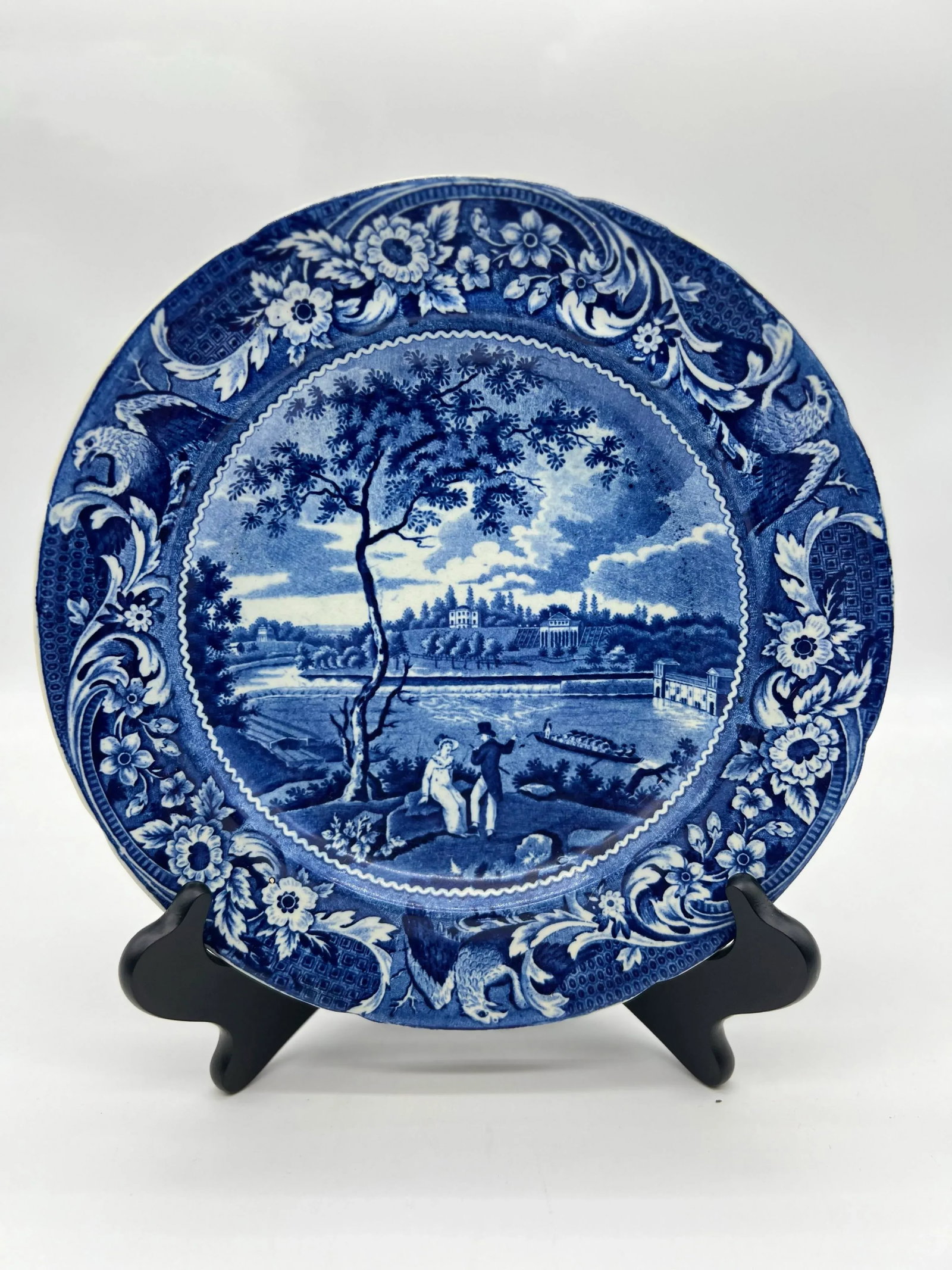 A Very Fine Antique Historical Blue Transferware Decorated Pearlware Plate, "Fair Mount, Near Philad - 3
