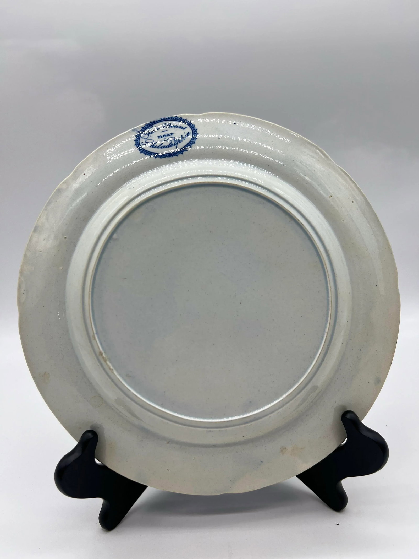 A Very Fine Antique Historical Blue Transferware Decorated Pearlware Plate, "Fair Mount, Near Philad - 6