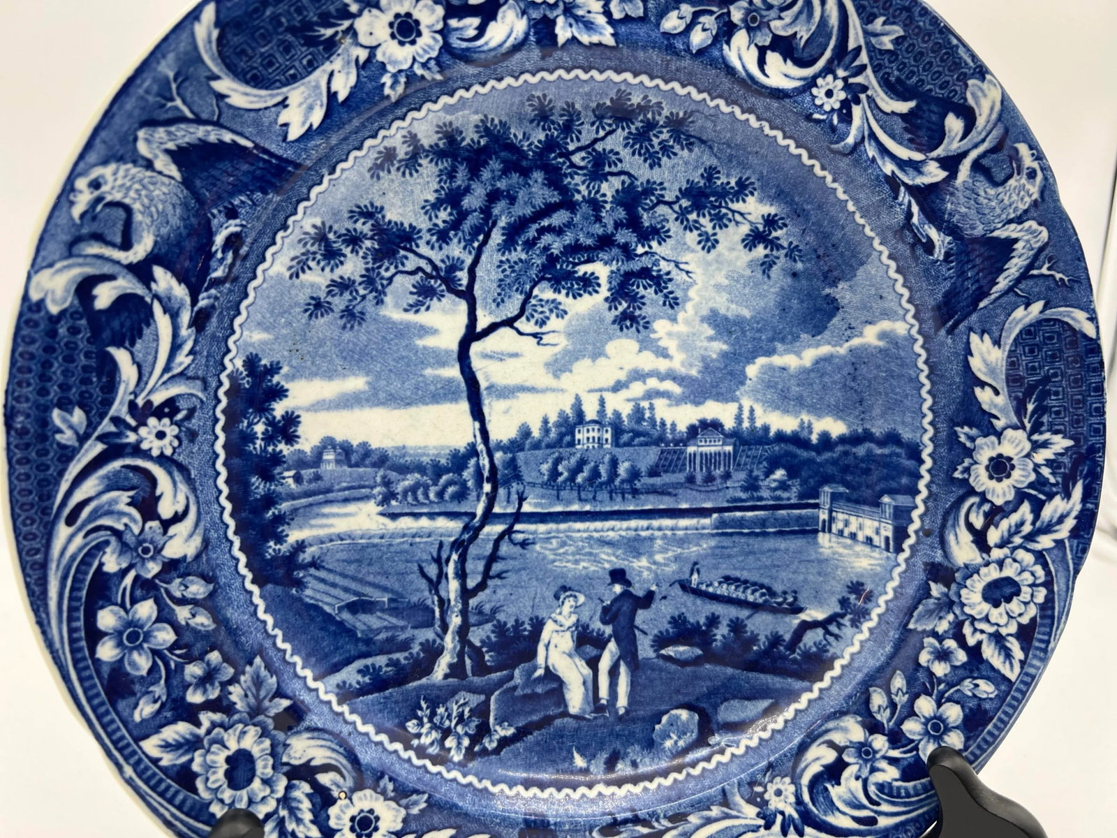 A Very Fine Antique Historical Blue Transferware Decorated Pearlware Plate, "Fair Mount, Near Philad - 7