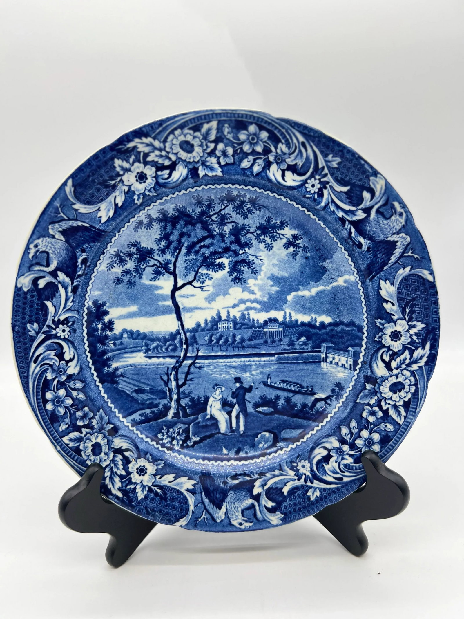 A Very Fine Antique Historical Blue Transferware Decorated Pearlware Plate, "Fair Mount, Near Philad - 9