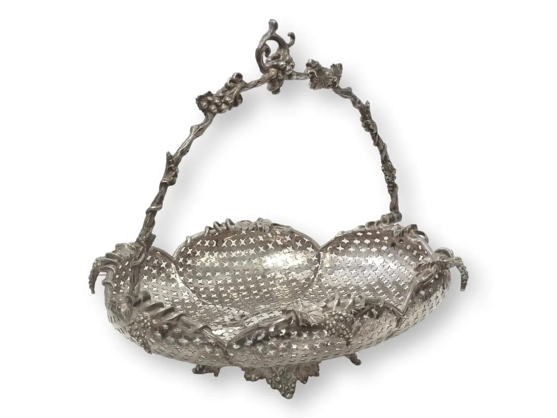 English Silver-Plate Pierced Basket - 3