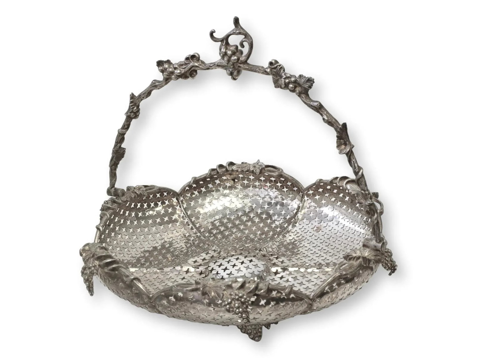 English Silver-Plate Pierced Basket - 4