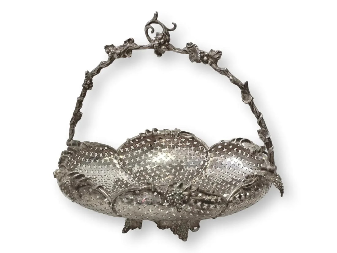 English Silver-Plate Pierced Basket - 5