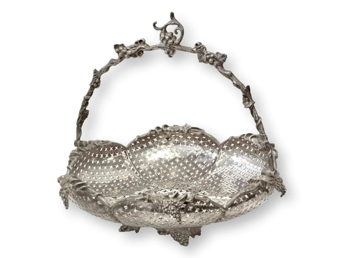 English Silver-Plate Pierced Basket - 6