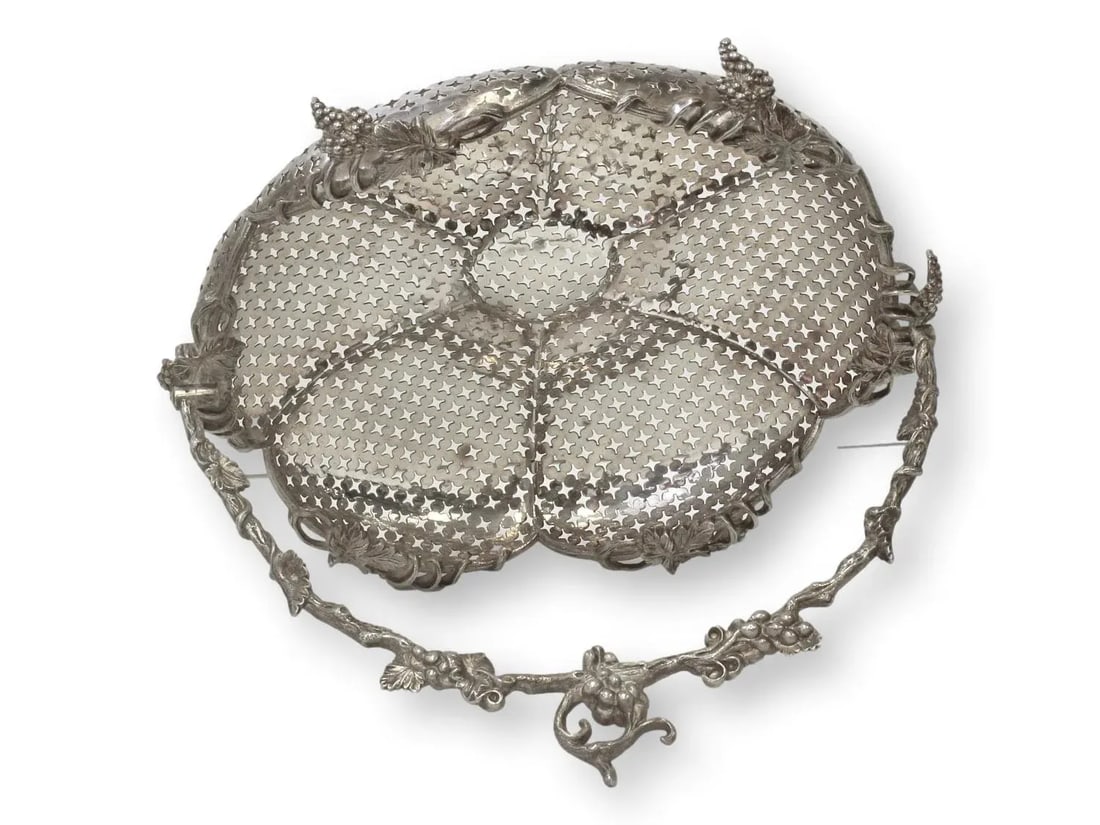 English Silver-Plate Pierced Basket - 8