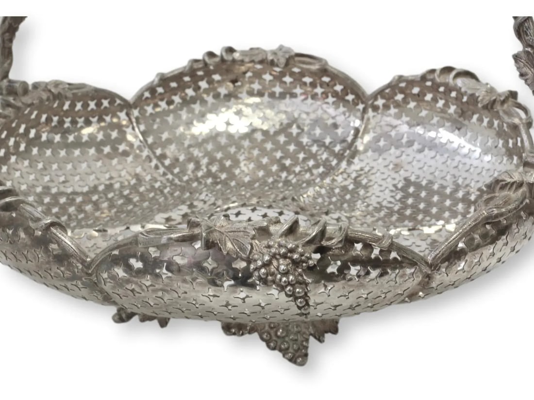 English Silver-Plate Pierced Basket - 9