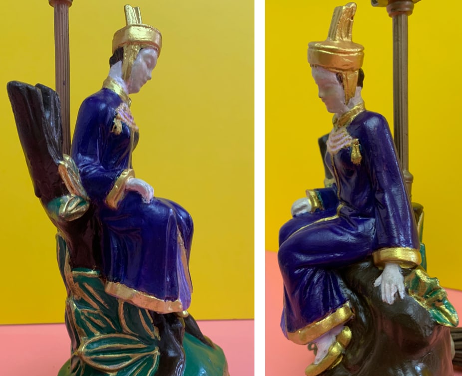 1930s Jb Hirsch Asian Figural Chalkware Table Lamps - a Pair - 5