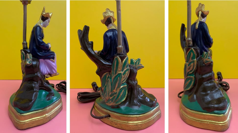 1930s Jb Hirsch Asian Figural Chalkware Table Lamps - a Pair - 9