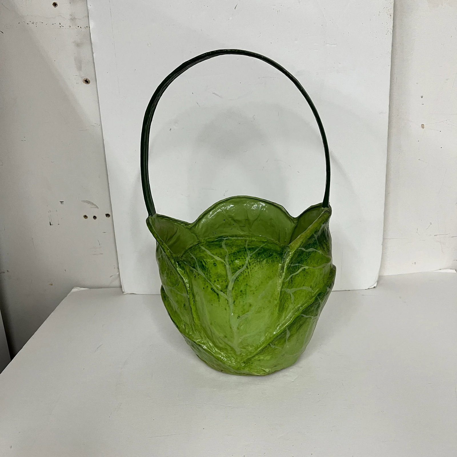 Vintage Handcrafted Cottage Core Paper Mache Cabbage Cachepot - 3