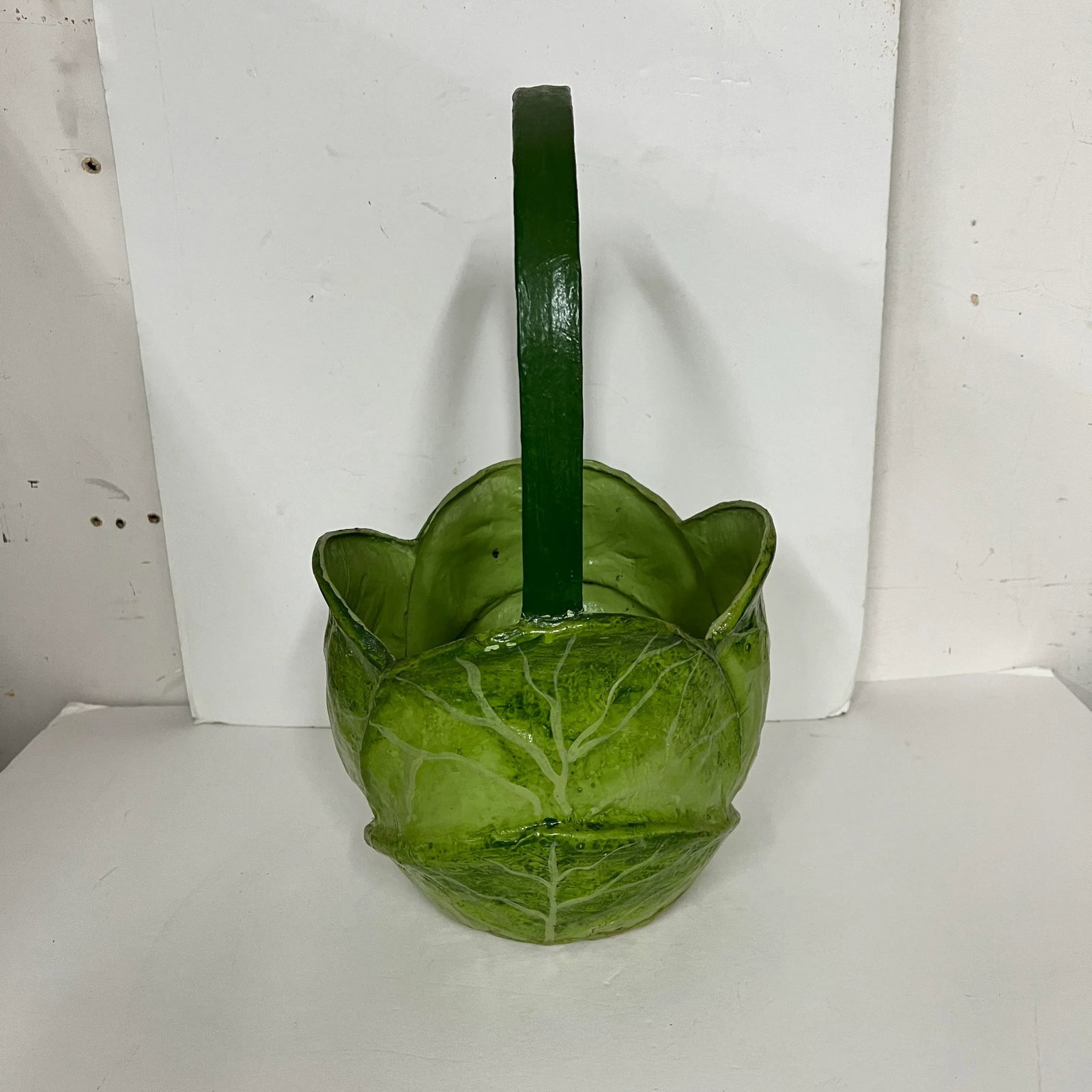 Vintage Handcrafted Cottage Core Paper Mache Cabbage Cachepot - 4