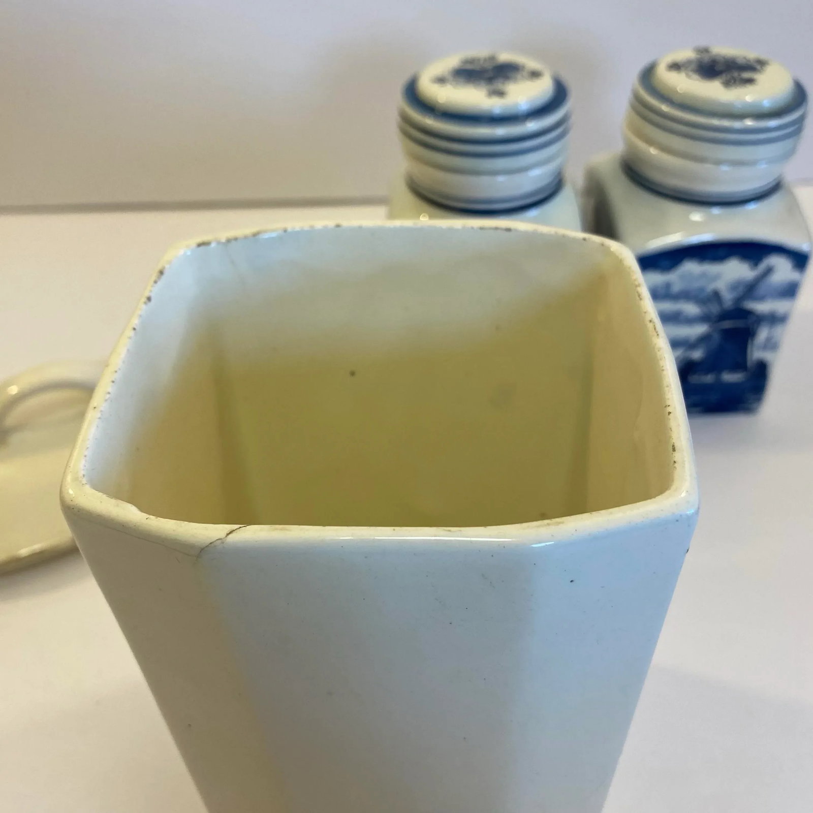 Vintage German Inge & Dutch Delft Blue and White Ceramic Canister Set, 3 Pieces - 10