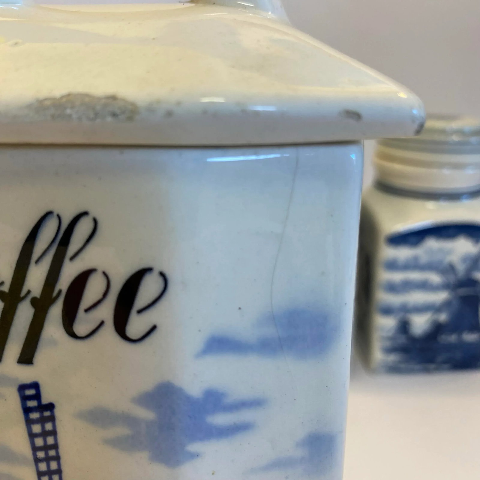 Vintage German Inge & Dutch Delft Blue and White Ceramic Canister Set, 3 Pieces - 12