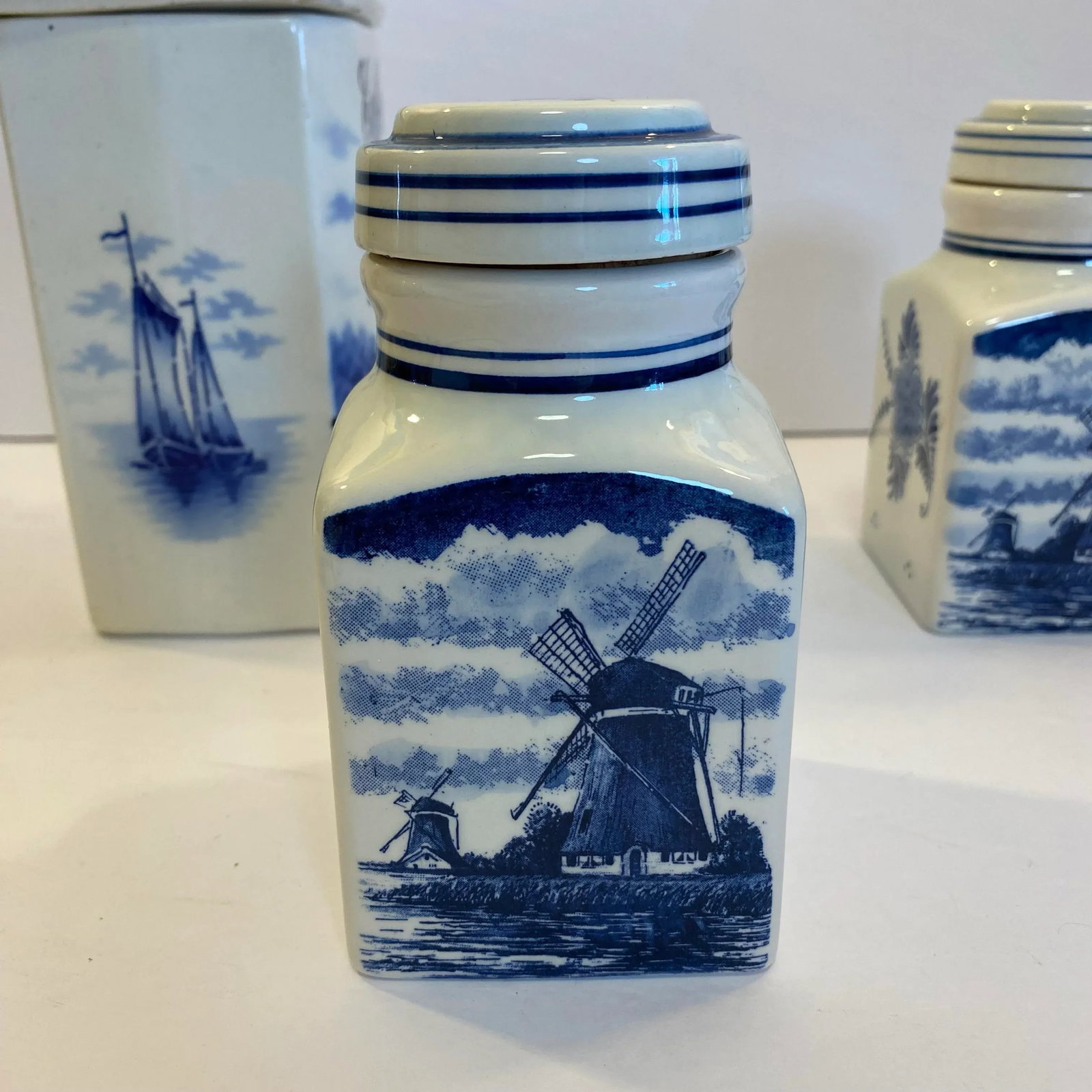 Vintage German Inge & Dutch Delft Blue and White Ceramic Canister Set, 3 Pieces - 6