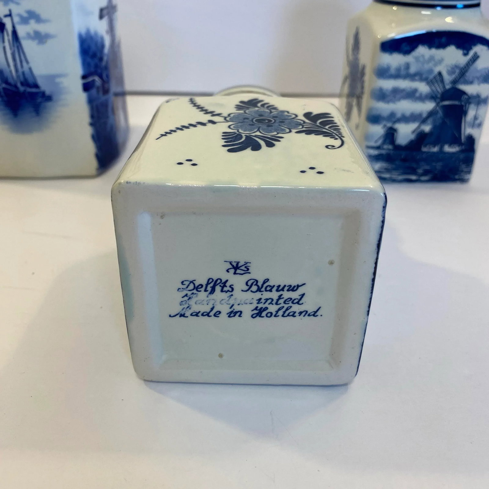 Vintage German Inge & Dutch Delft Blue and White Ceramic Canister Set, 3 Pieces - 7