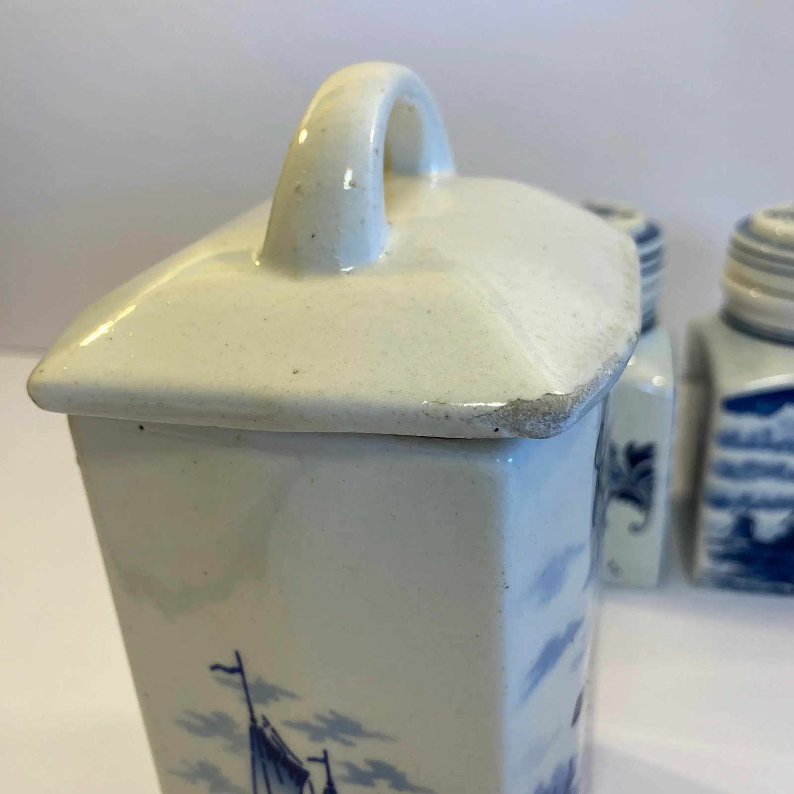 Vintage German Inge & Dutch Delft Blue and White Ceramic Canister Set, 3 Pieces - 9