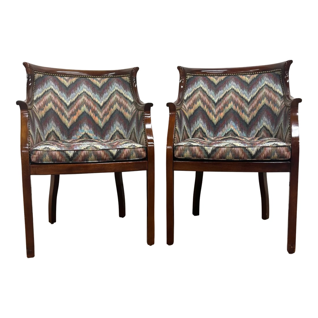 Vintage French Regency French Empire Hollywood Regency Style Barrel Back Chairs (1 of 10)