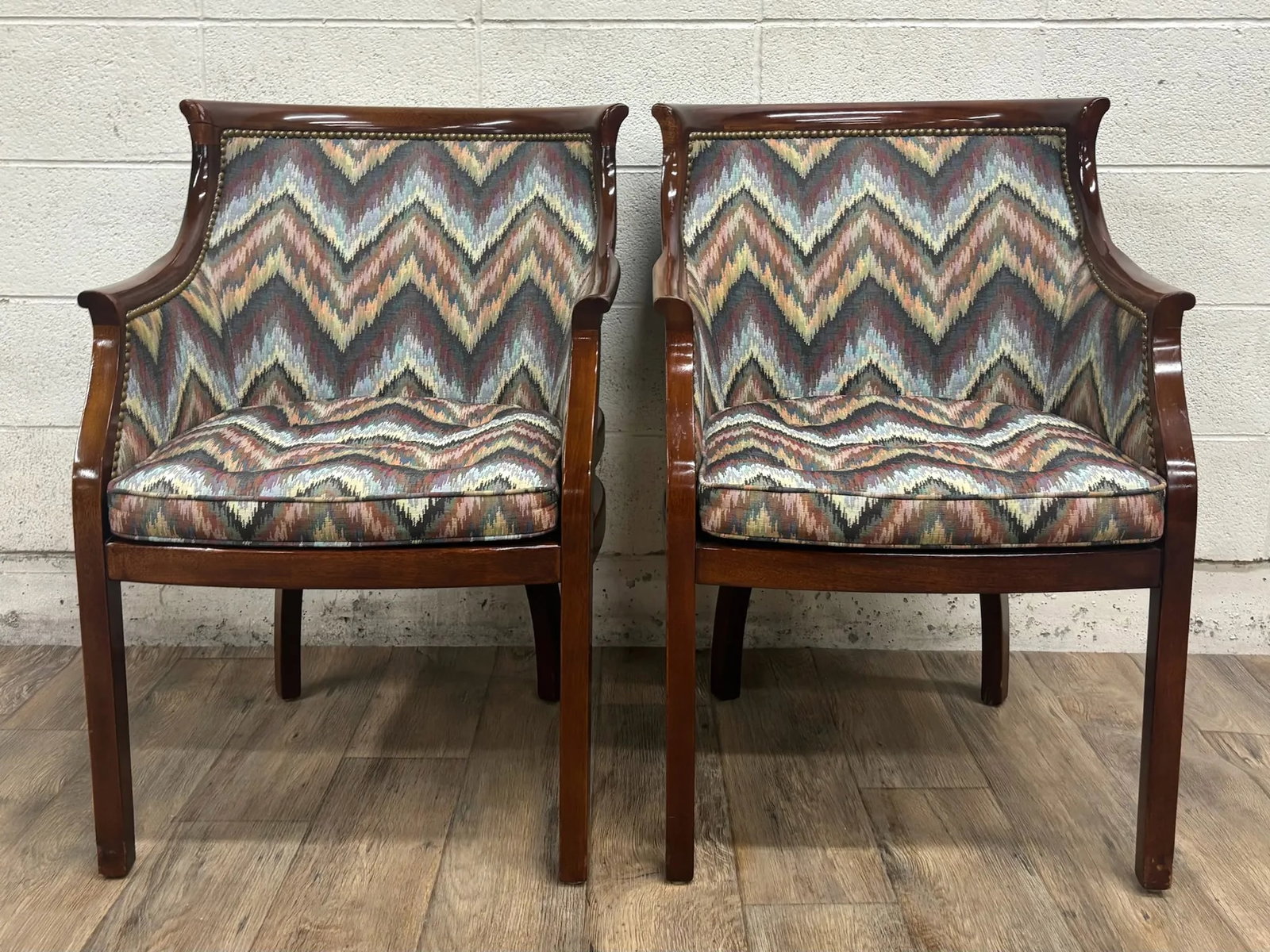 Vintage French Regency French Empire Hollywood Regency Style Barrel Back Chairs - 2