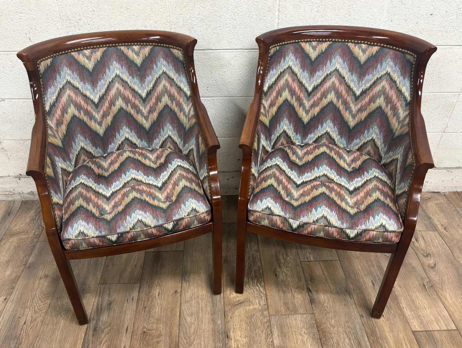 Vintage French Regency French Empire Hollywood Regency Style Barrel Back Chairs - 6