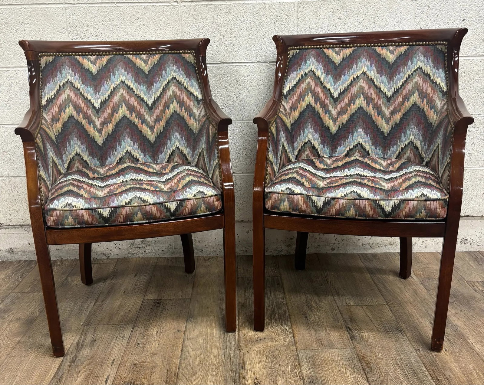 Vintage French Regency French Empire Hollywood Regency Style Barrel Back Chairs - 7