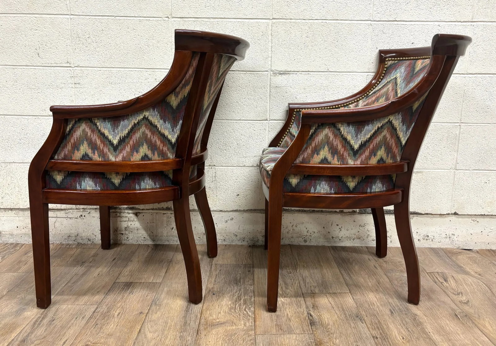 Vintage French Regency French Empire Hollywood Regency Style Barrel Back Chairs - 8
